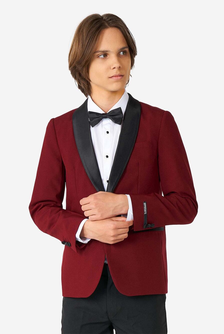 OppoSuits Teen Boys Hot Burgundy Suit Tuxedo 14Y